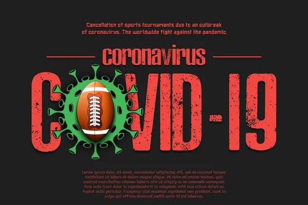 Covid-19. Coronavirus segno con pallone da calcio — Vettoriale Stock