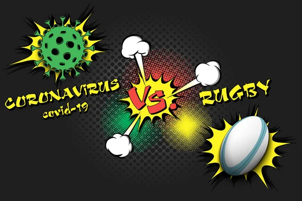 Rugby vs Coronavirus covid-19 — Stockvektor