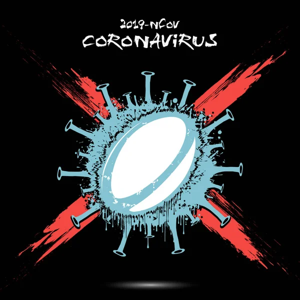 Coronavirus tecken med rugby boll — Stock vektor
