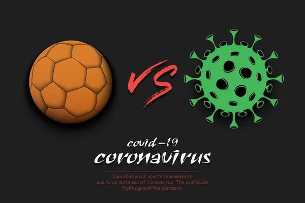 핸드볼 vs 코로나 바이러스 covid-19 — 스톡 벡터
