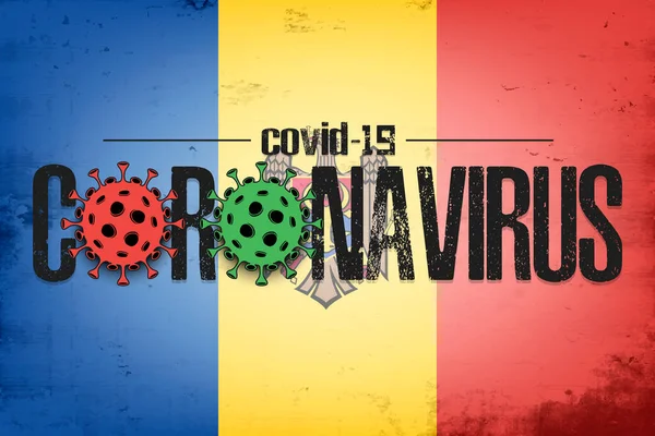 Moldavská vlajka s koronavirem covid-19 — Stockový vektor