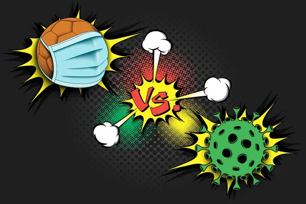 Handball vs coronavirus covid-19 — Stock Vector