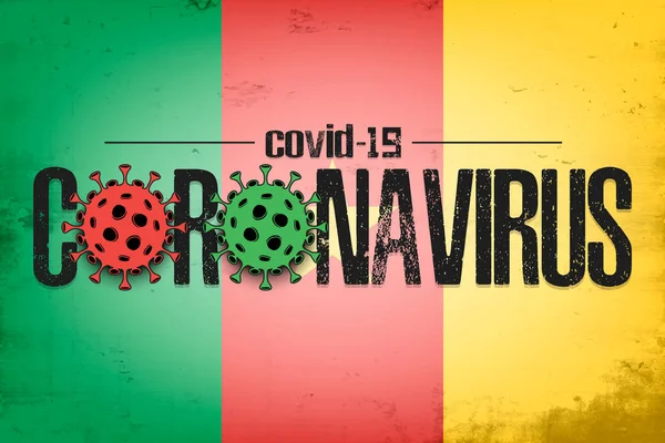 Flagge Kameruns mit Coronavirus covid-19 — Stockvektor
