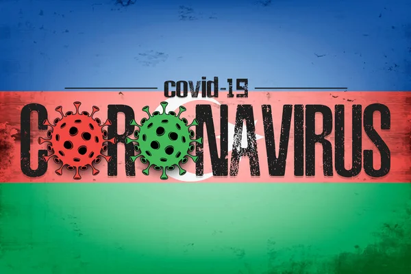 Ázerbájdžánská vlajka s koronavirem covid-19 — Stockový vektor