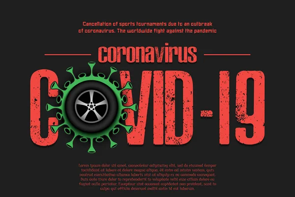 Covid-19. Koronavirová značka s kolečkem — Stockový vektor
