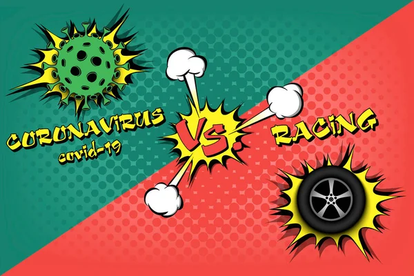 Racing vs coronavirus covid-19 — Image vectorielle