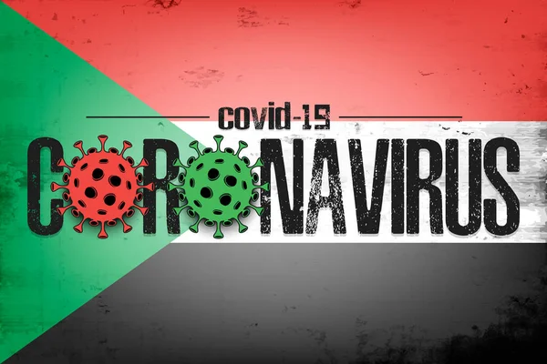 Coronavirus covid-19 'lu Sudan bayrağı — Stok Vektör