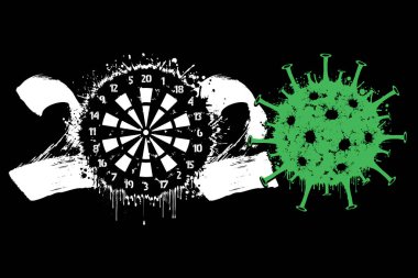 2020 ve koronavirüsü dart tahtası ile imzalayın.