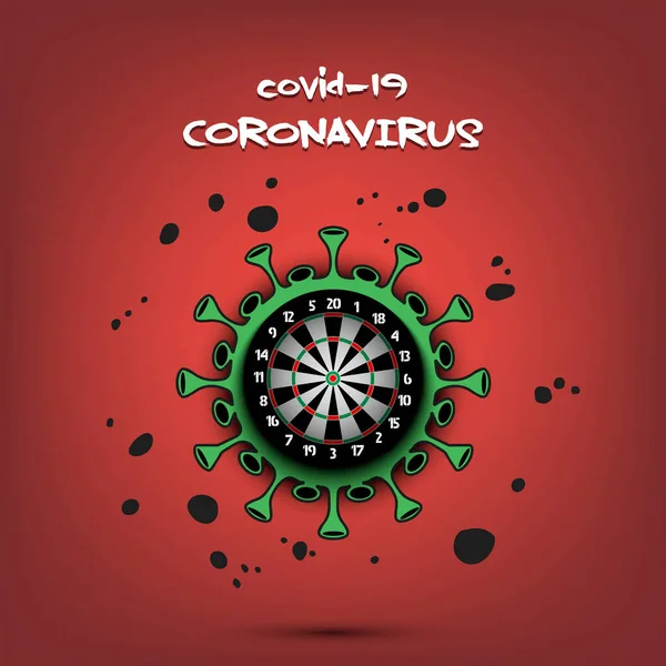 Coronavirus sign with dartboard — Stock Vector