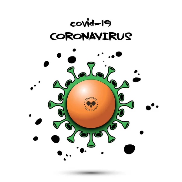 Tanda Coronavirus dengan bola ping-pong - Stok Vektor