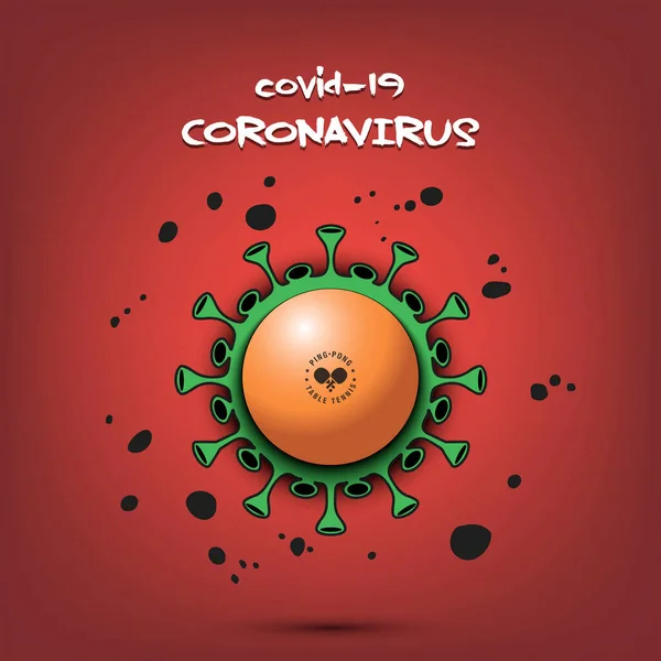 Coronavirus υπογράψει με μπάλα πινγκ-πονγκ — Διανυσματικό Αρχείο