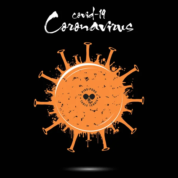 Signo de Coronavirus con pelota de ping-pong — Vector de stock