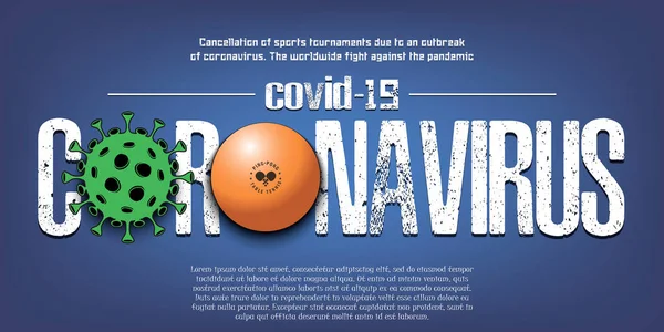 Coronavirus. Coronavirus teken met ping-pong bal — Stockvector