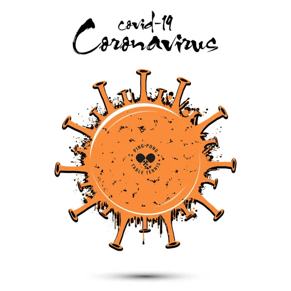 Coronavirus-Zeichen mit Tischtennisball — Stockvektor