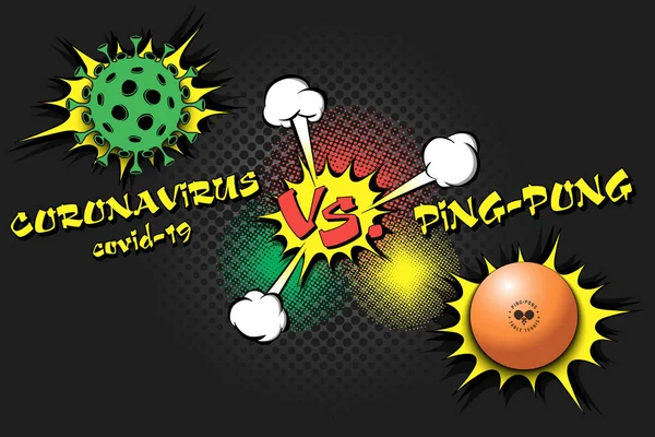 Ping-pong vs coronavirus covid-19 — Wektor stockowy