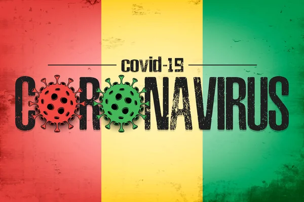 Bandiera della Guinea con coronavirus covid-19 — Vettoriale Stock