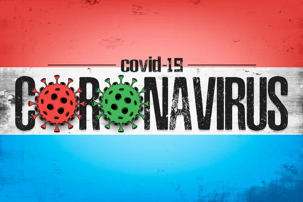 룩셈부르크 국기 코로나 바이러스 covid-19 — 스톡 벡터