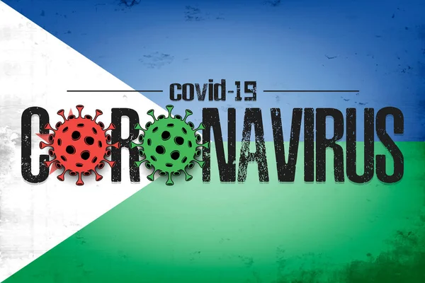 Vlag van Djibouti met coronavirus covid-19 — Stockvector