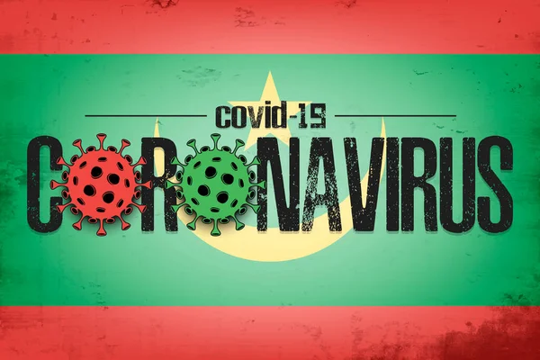 Mauritánská vlajka s koronavirem covid-19 — Stockový vektor