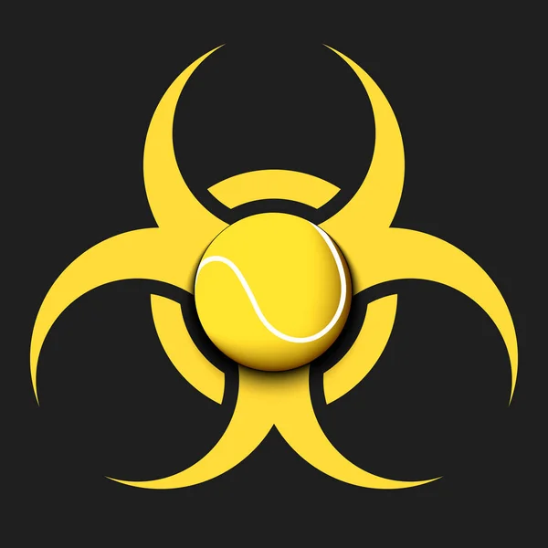 Biohazardský symbol s tenisovým míčkem — Stockový vektor
