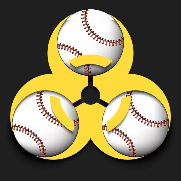 Biohazard symbol with baseball ball