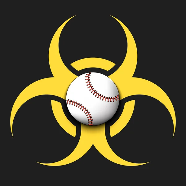 Symbole de danger biologique avec balle de baseball — Image vectorielle