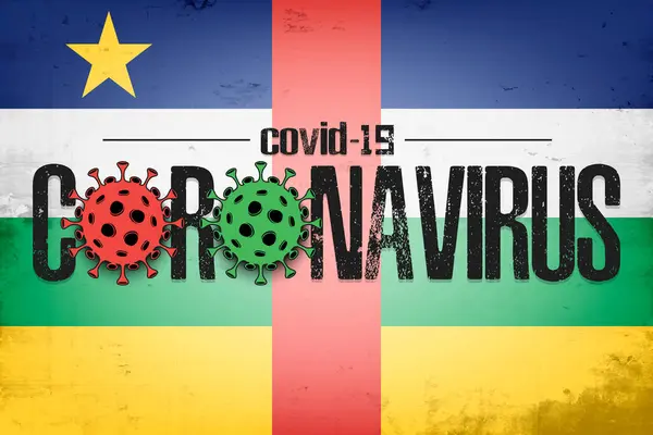 Bandeira da República Centro-Africana com coronavírus covid-19 —  Vetores de Stock