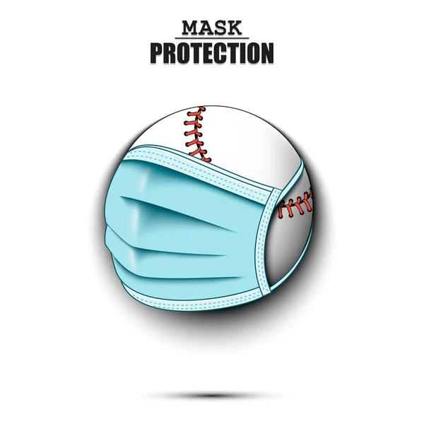 Pelota de béisbol con máscara de protección — Archivo Imágenes Vectoriales