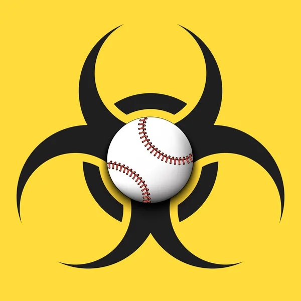 Symbole de danger biologique avec balle de baseball — Image vectorielle