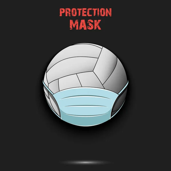 Volleyball ball with a protection mask — Stock Vector