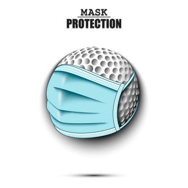 Koruyucu maskeli golf topu.