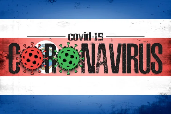 Bandiera del Costa Rica con coronavirus covid-19 — Vettoriale Stock