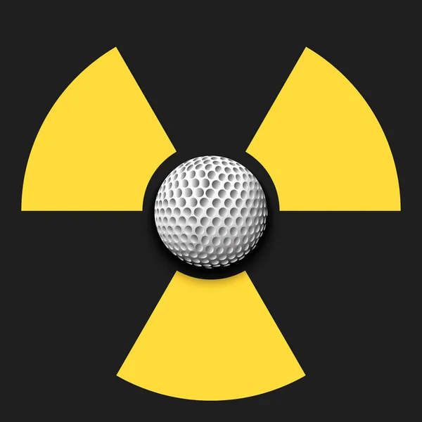 Simbolo di radiazione con pallina da golf — Vettoriale Stock