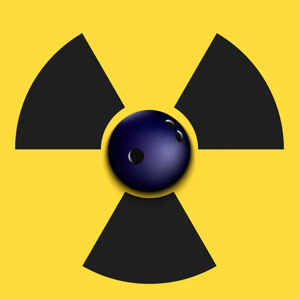 Símbolo de radiação com bola de boliche —  Vetores de Stock