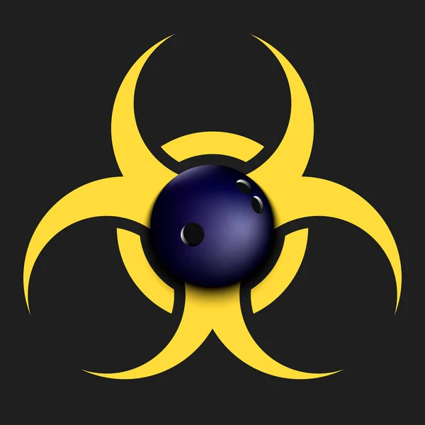 Biohazard-Symbol mit Bowlingkugel — Stockvektor