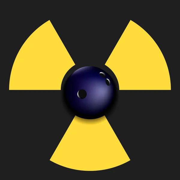 Strahlungssymbol mit Bowlingkugel — Stockvektor