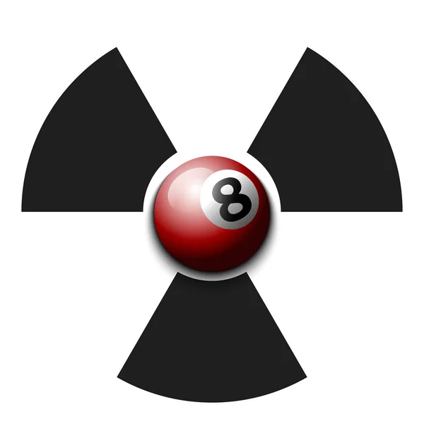 Símbolo de radiación con bola de billar — Vector de stock