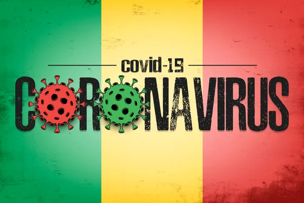 Bandeira do Mali com coronavírus covid-19 — Vetor de Stock