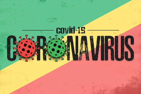 Прапор Конго з коронавірусом covid-19 — стоковий вектор