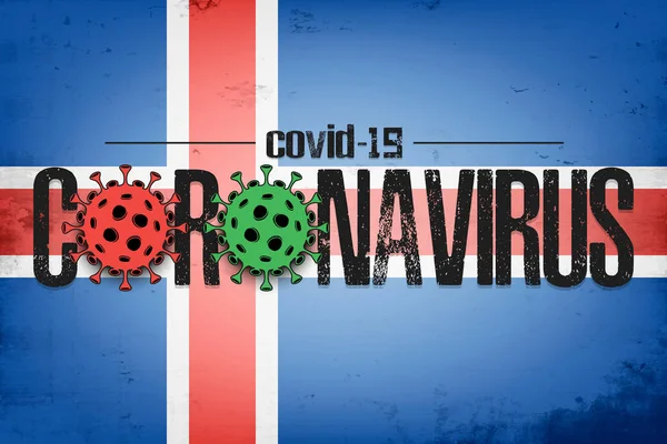 Islandská vlajka s koronavirem covid-19 — Stockový vektor