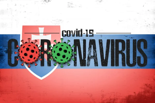 Flagge der Slowakei mit Coronavirus covid-19 — Stockvektor