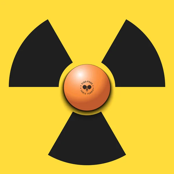Símbolo de radiación con pelota de ping-pong — Vector de stock