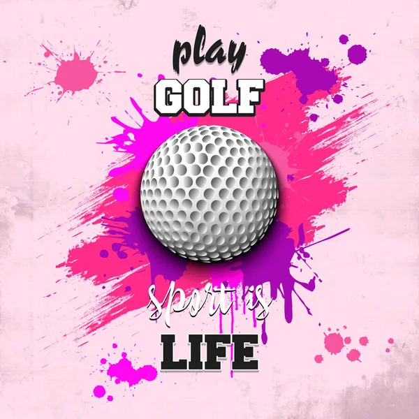 Golfball-Ikone. Golf spielen. Sport ist Leben — Stockvektor