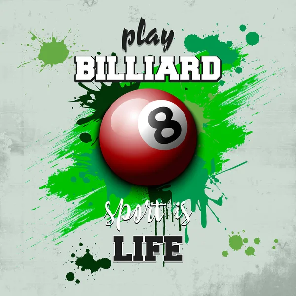 Billardball-Ikone. Billard spielen. Sport ist Leben — Stockvektor