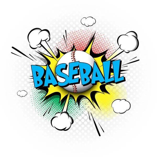Bang comico con testo di espressione Baseball — Vettoriale Stock