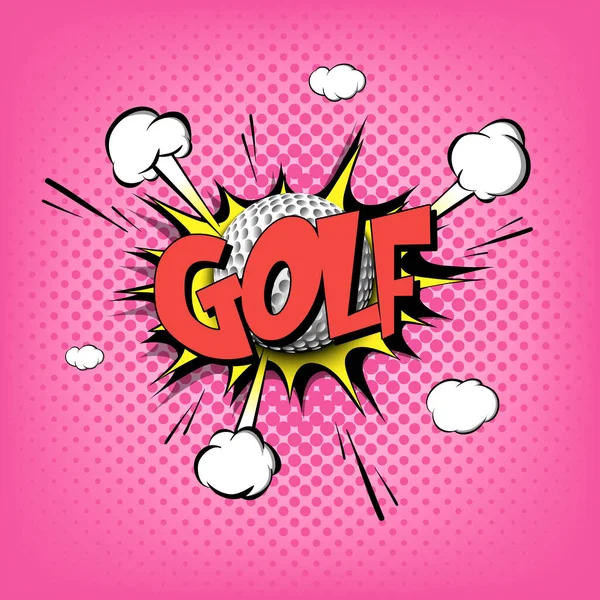 Comic bang met expressie tekst Golf — Stockvector