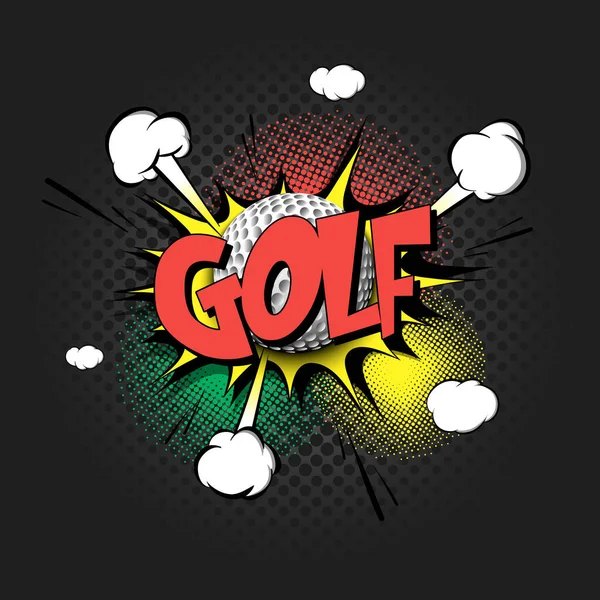 Comic bang with expression text Golf — Stock Vector
