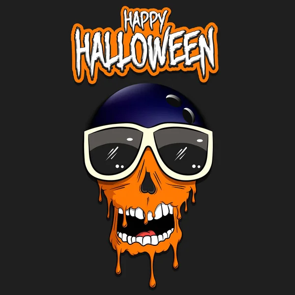 Fijne Halloween. Bowlingbal met schedel — Stockvector