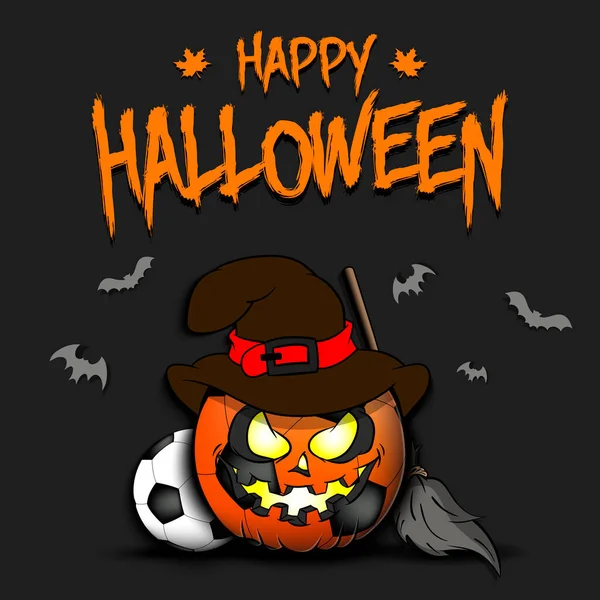 Joyeux Halloween. Ballon de football Citrouille — Image vectorielle