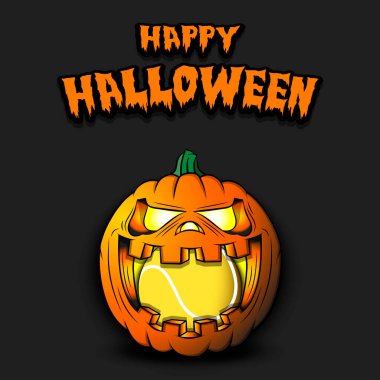 Mutlu Cadılar Bayramı. Balkabağının içinde tenis topu